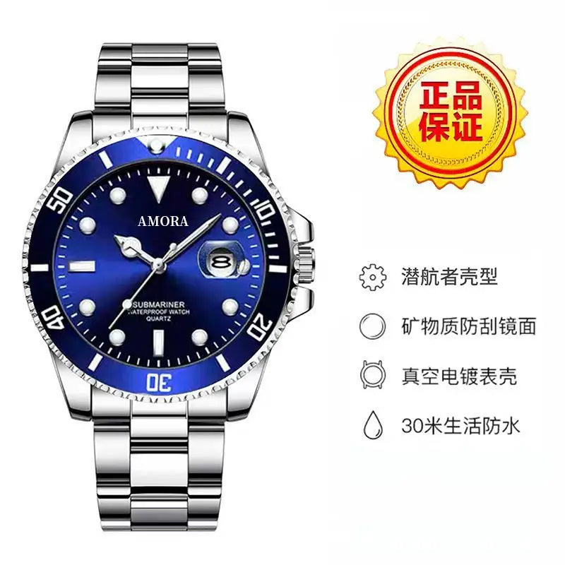 Amora Men's Blue Quartz Watch 2025 Waterproof