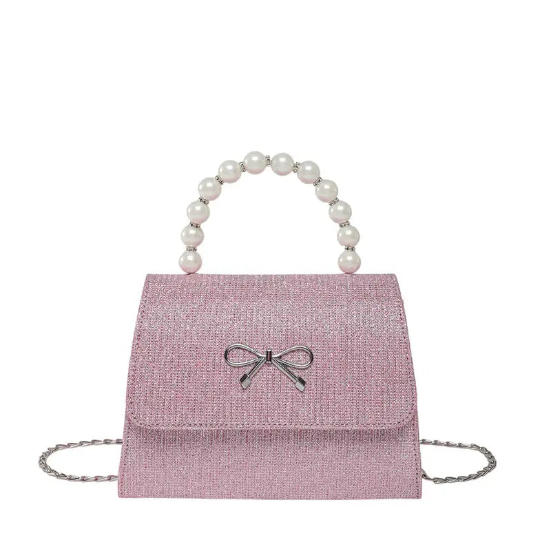 Pink Sparkly Bow Shoulder Bag for Women