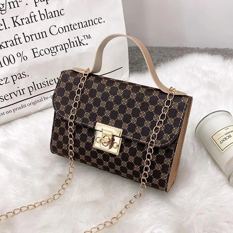 White Lock Chain Women's Small Square Bag