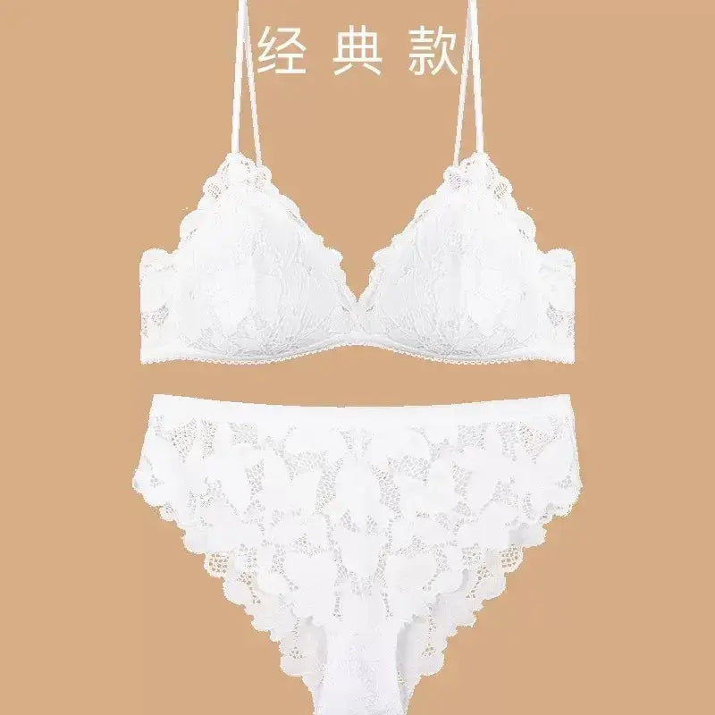 Black Lace Triangle Cup Bra Small Chest Push Up