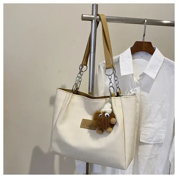 Women's Large Capacity Shoulder Tote Bag Beige