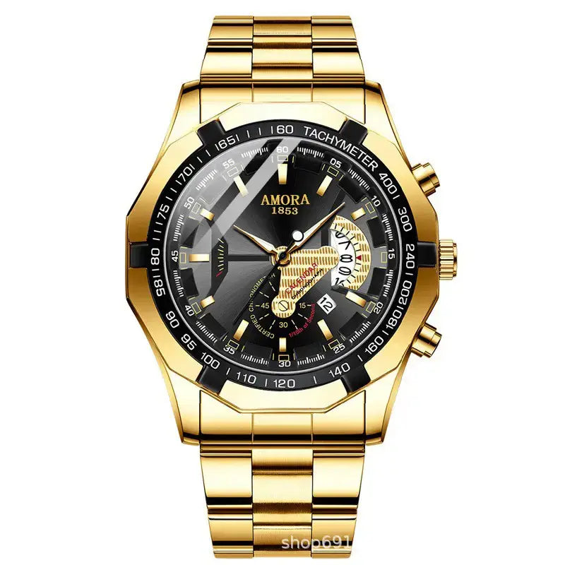 Amora Swiss Men's Chronograph Watch Black Stainless