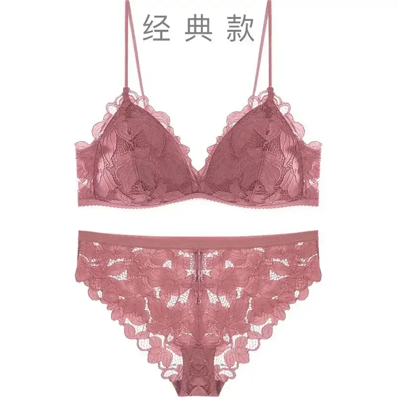 Black Lace Triangle Cup Bra Small Chest Push Up