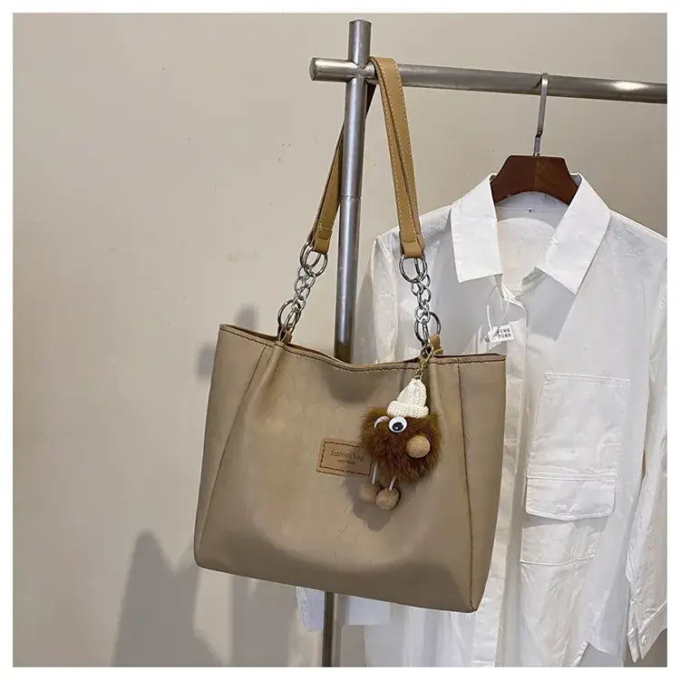 Women's Large Capacity Shoulder Tote Bag Beige