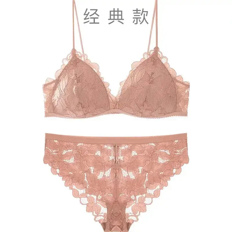 Black Lace Triangle Cup Bra Small Chest Push Up