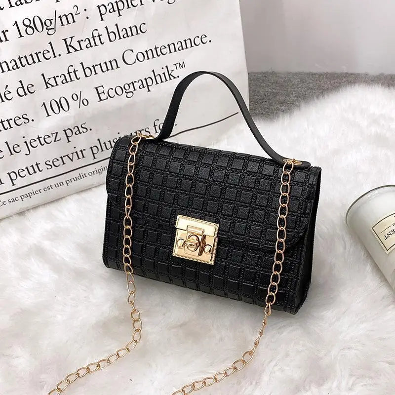 White Lock Chain Women's Small Square Bag