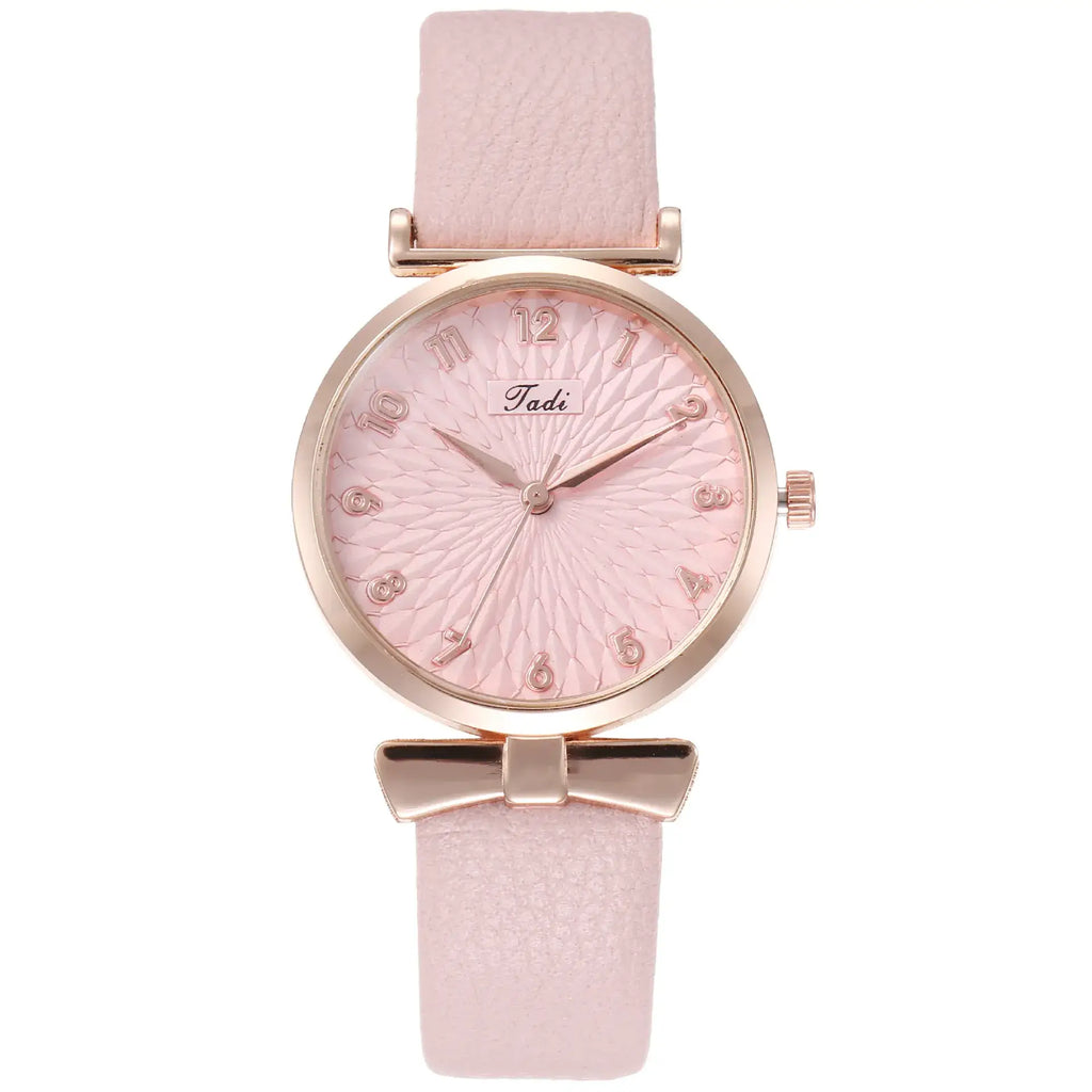 Pink Rose Gold Watch & Bracelet Set for Women