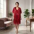 Red Silk Pajama Set for Women Medium
