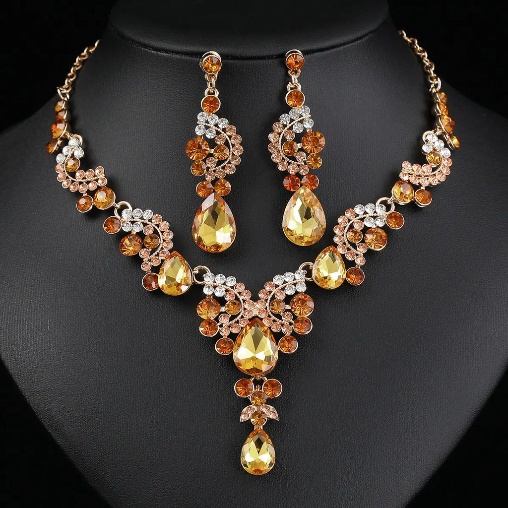 Red Multi-Color Bridal Earrings Necklace Set