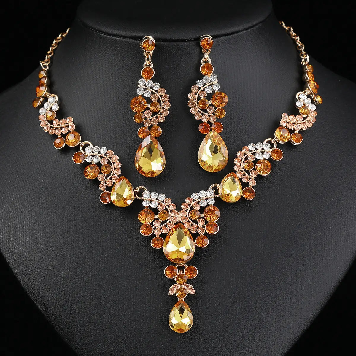 Red Multi-Color Bridal Earrings Necklace Set