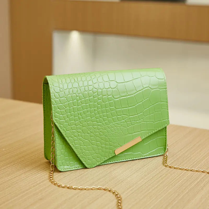 Black Croc Texture Women's Crossbody Bag 2022