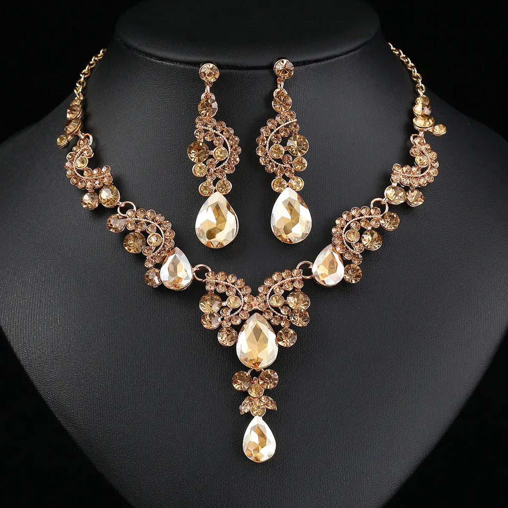 Red Multi-Color Bridal Earrings Necklace Set
