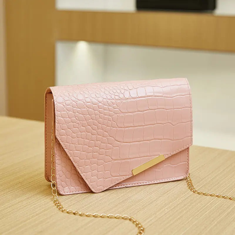 Black Croc Texture Women's Crossbody Bag 2022