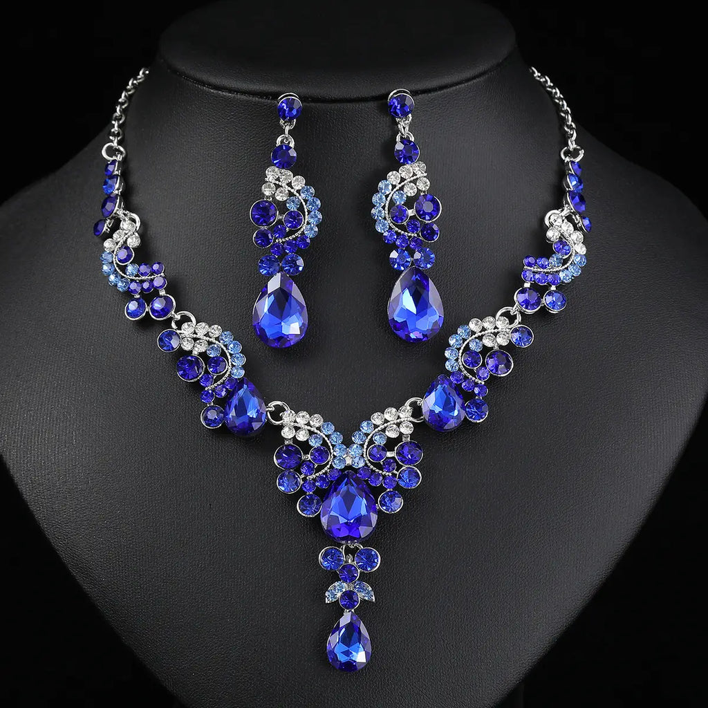 Red Multi-Color Bridal Earrings Necklace Set