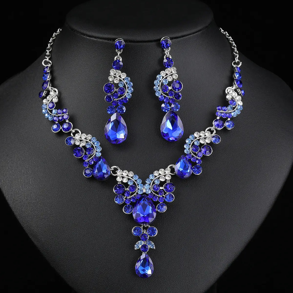Red Multi-Color Bridal Earrings Necklace Set