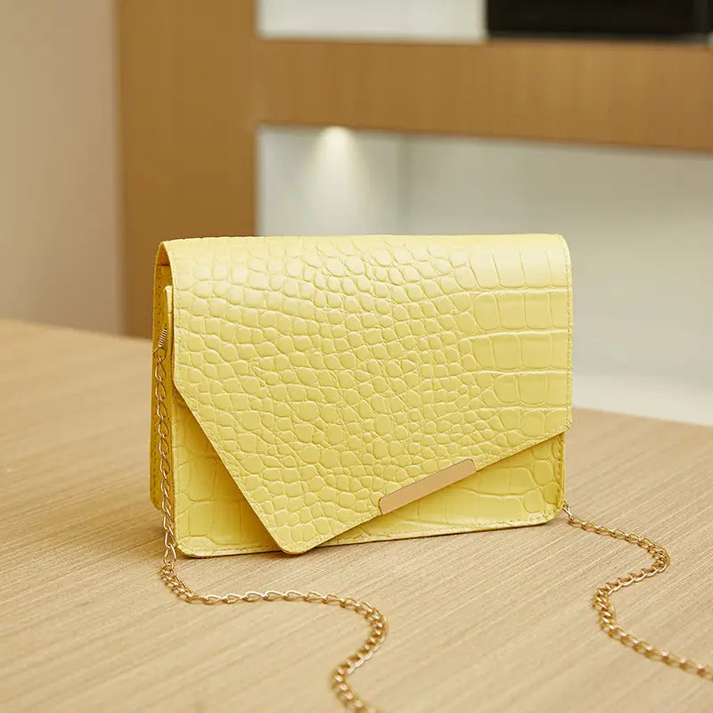 Black Croc Texture Women's Crossbody Bag 2022