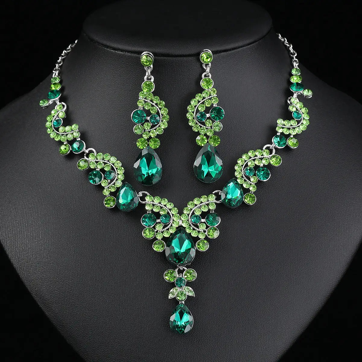 Red Multi-Color Bridal Earrings Necklace Set