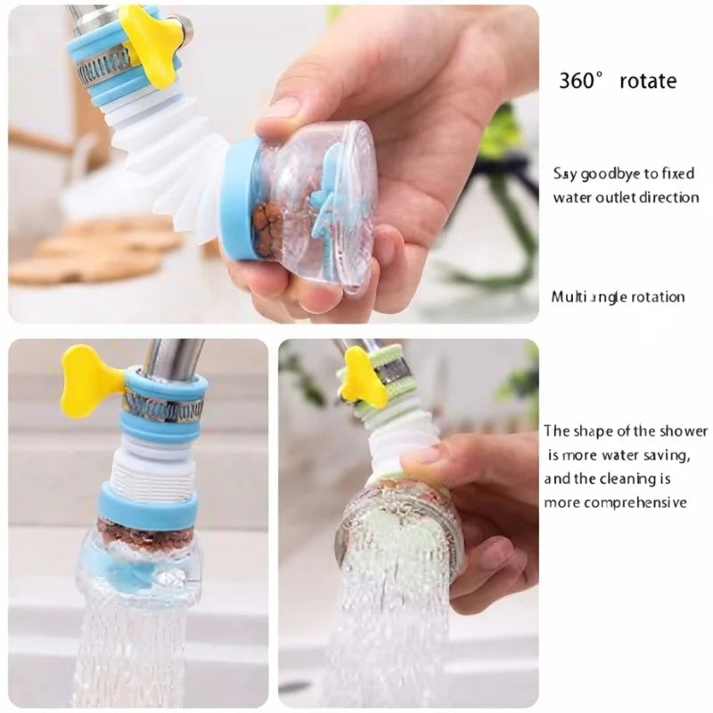 Splash Fan Faucet Nozzle | 360° Rotating Water-Saving Filter Tap Extension | 3-Mode Spray Head | Random Color | Pack of 1